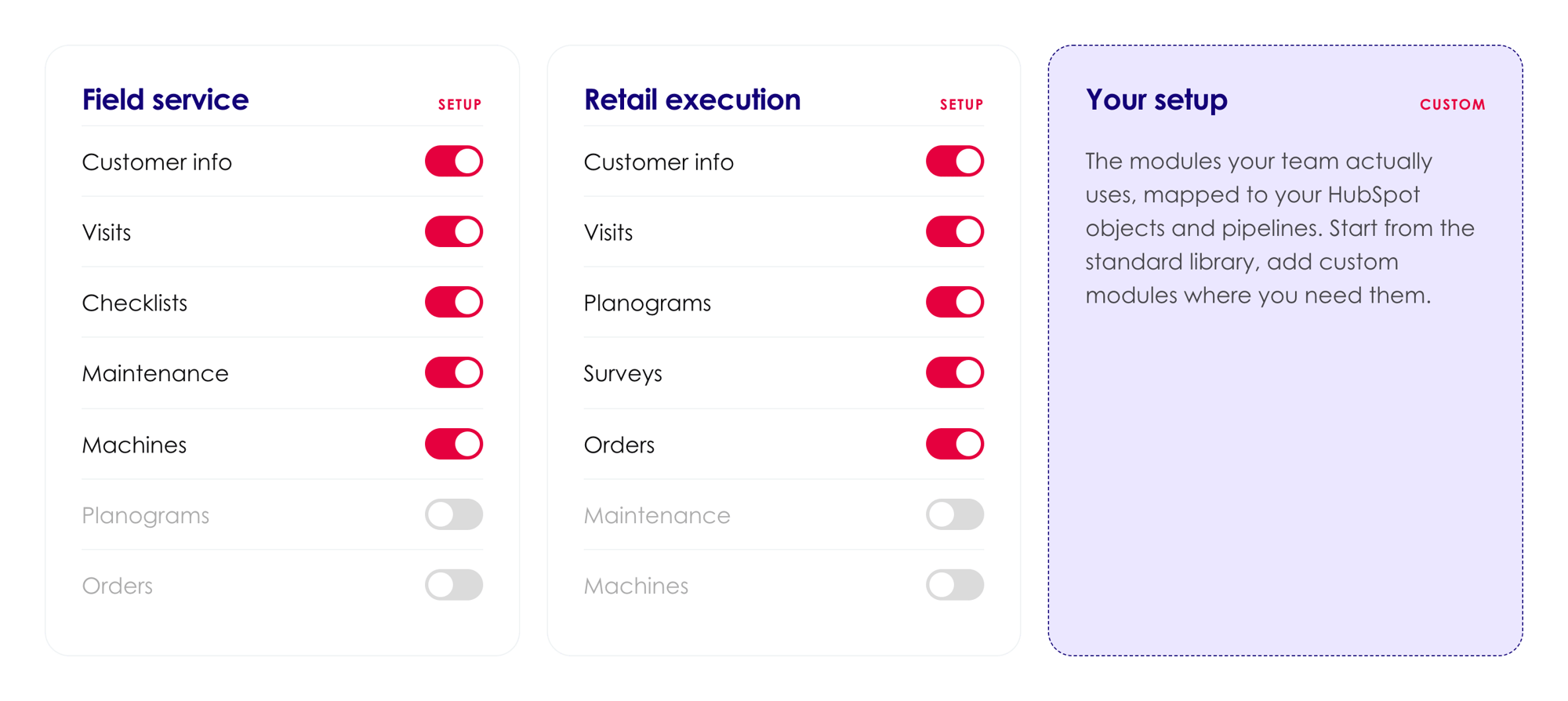 Setup Cards-selection